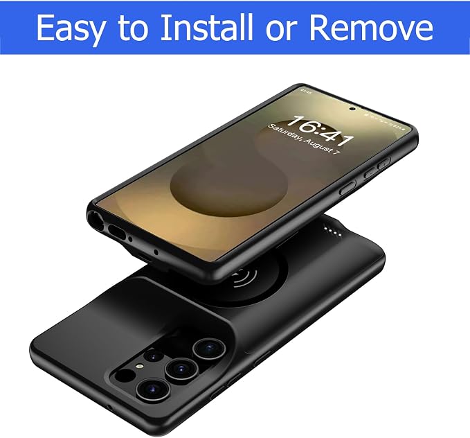 Battery Case for Galaxy S25 Ultra, [12000mAh] Slim Rechargeable Smart Extended Charging Case Compatible with Galaxy S25 Ultra (6.9 inch) Backup Power Battery Pack Charger Cover-Black