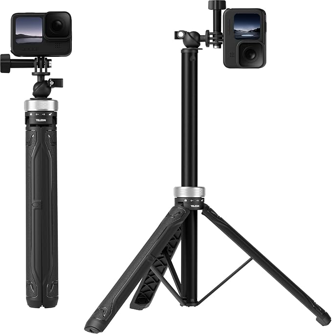 TELESIN 59in Long Selfie Stick Tripod for GoPro,360 Ball Joint Extension Pole Monopod Handle Grip for GoPro Max Hero 13 12 11 10 Insta360 X5 X4 Ace Pro DJI OSMO Namo 360 Action 6 5 Pro 4 Pocket 3 Xtra
