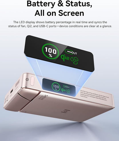 Magnetic Portable Charger for iPhone with Active Cooling, 10000mAh Qi2 15W Magsafe Power Bank with Stand, 35W USB C for Samsung Android, Wireless Battery Pack for iPhone 17/16/15 Series