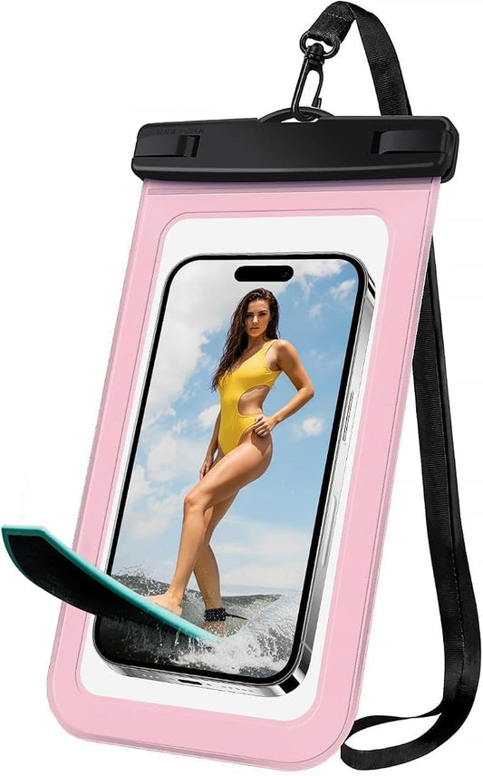 [1 Pack Waterproof Phone Case, 6.8" Universal Dry Bag for iPhone 15/14/13/12 Pro Max, IPX8 Waterproof Pouch, Cruise Ship & Beach Essentials, Pink