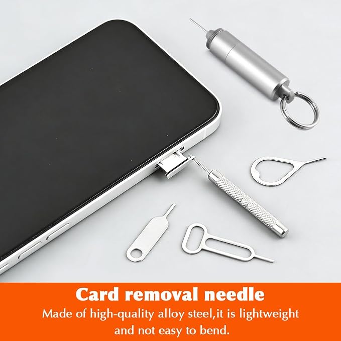 14 Pack 2 in 1 SIM Card Tray Removal Tool with Cleaning Brush, Portable Keychain Eject Pins Reset Needle Opener Compatible with All Models Cell Phone, Tablet