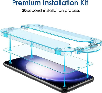 amFilm Auto-Alignment OneTouch for Samsung Galaxy S23 6.1" Screen Protector + Camera Lens Protector, Tempered Glass, 30 Seconds Installation, Bubble Free, Case Friendly, Anti-Scratch [2+2 Pack]