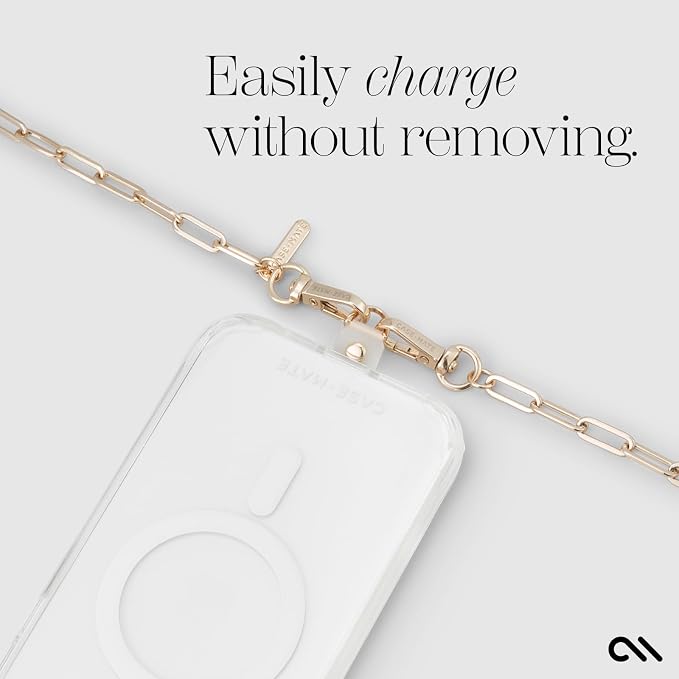 Case-Mate Crossbody Phone Lanyard / Chain [Works with All Phones] Hands-Free Strap - Cell Phone Charm - Neck Chain Holder for iPhone 17 Pro Max / 16 Pro Max/ 15 Pro Max / 14 / 13 /12/ S26 Ultra - Gold