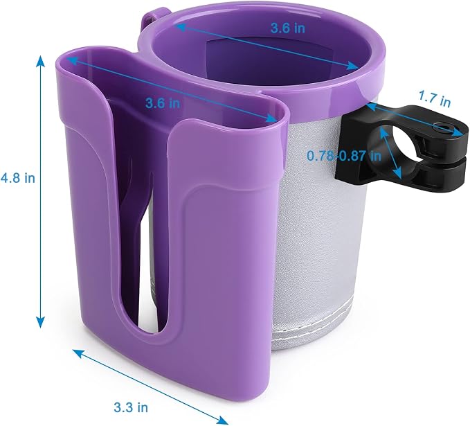 Accmor 3-in-1 Bike Cup Holder with Cell Phone Keys Holder, Bike Water Bottle Holders, Universal Bar Drink Cup Can Holder for Bicycles, Motorcycles, Scooters, Grey Purple