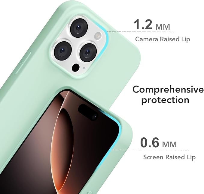 for iPhone 16 Pro Case Silicone Compatible with Magsafe Case, Ultra Slim Thin Magnetic Phone Cases Mag Safe, Cute Soft Rubber Gel TPU Matte Plain Wireless Charging Cover for Women, Mint Green