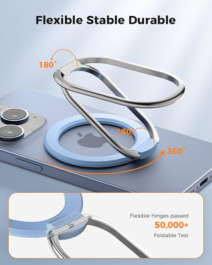 【2025 Upgraded】 Mag Safe Phone Ring Holder, SUPERONE Adjustable Magnetic Kickstand & Removable Phone Grip Compatible with Wireless Charging Only for iPhone 17 & 16 & 15 & 14 & 13 Series - Sierra Blue