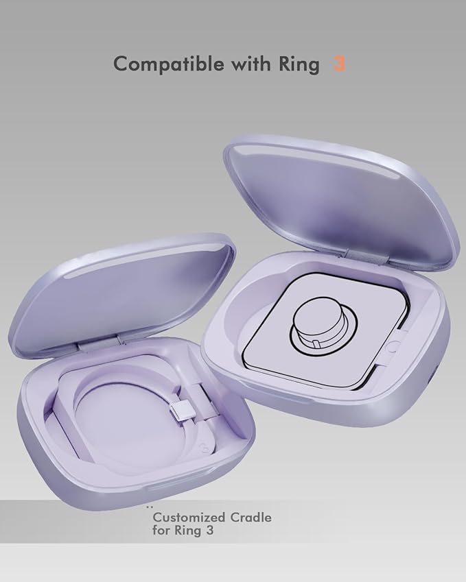 Doohoeek Updated Charging Case Compatible with Oura Ring 4 & 3 Charger, Wireless Power Station Fits Official Chargers & Fit All-Sized Rings Gen 4 & 3 1000mAh (Official Charger NOT Included), Purple