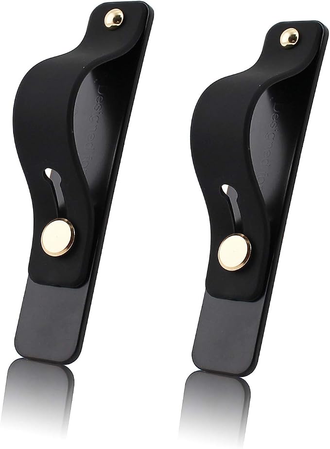 Removable and Reusable Cell Phone Grip Strap, Yetaida Telescopic Finger Kickstand Bracket Universal Silicone Phone Holder Stand and Portable Finger Loop for Most Smartphones Case (Black)