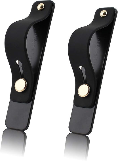 Removable and Reusable Cell Phone Grip Strap, Yetaida Telescopic Finger Kickstand Bracket Universal Silicone Phone Holder Stand and Portable Finger Loop for Most Smartphones Case (Black)