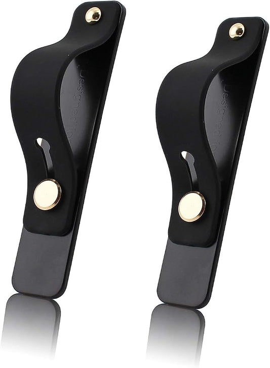 Removable and Reusable Cell Phone Grip Strap, Yetaida Telescopic Finger Kickstand Bracket Universal Silicone Phone Holder Stand and Portable Finger Loop for Most Smartphones Case (Black)