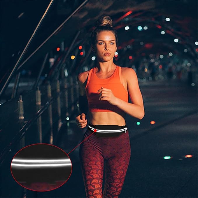 Running Belt for men,Water Resistant Fanny Pack for Women,cycling exercise travel,Reflective strips suitable for night,Slim Running adjustable size running belt bag for iPhone 17 16 15 Samsung