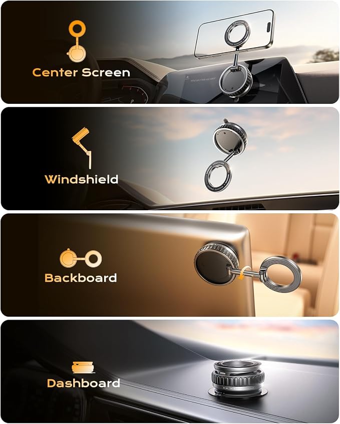 2026 Upgraded Vacuum Suction Phone Mount for Magsafe [109+LBS Strongest Suction], 360° Adjustable Foldable Magnetic Phone Holder for Your Car [24 N55 Stronger Magnets], for iPhone 17/16/15/14/13/12