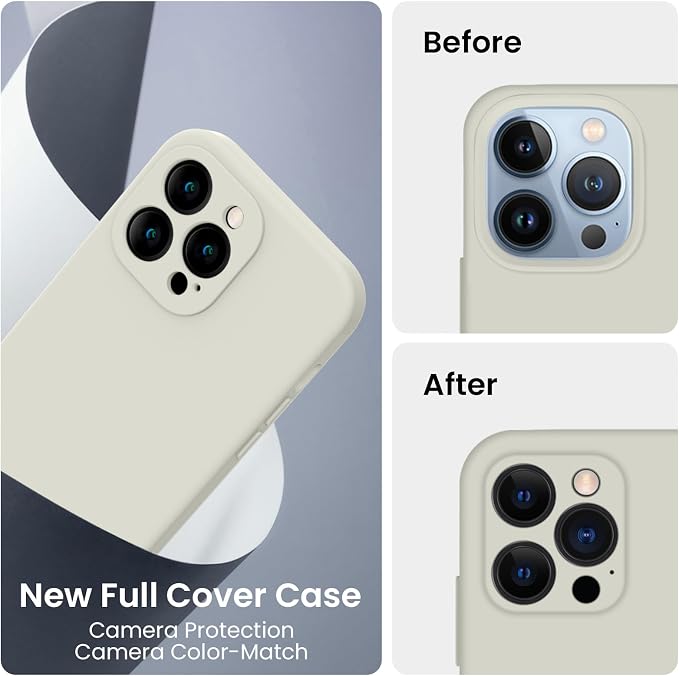 FireNova Designed for iPhone 13 Pro Max Case, Silicone [Camera Protection] Phone Case, Soft Anti-Scratch Microfiber Lining Inside, 6.7 inch, Stone