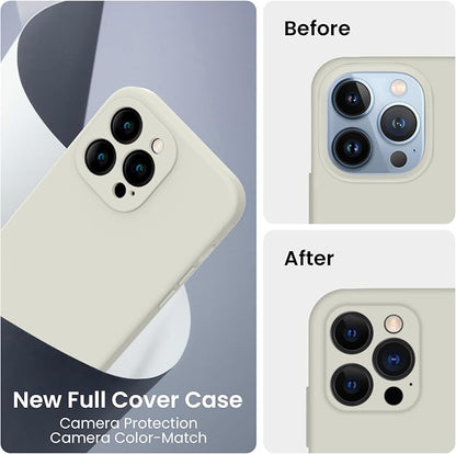 FireNova Designed for iPhone 13 Pro Max Case, Silicone [Camera Protection] Phone Case, Soft Anti-Scratch Microfiber Lining Inside, 6.7 inch, Stone