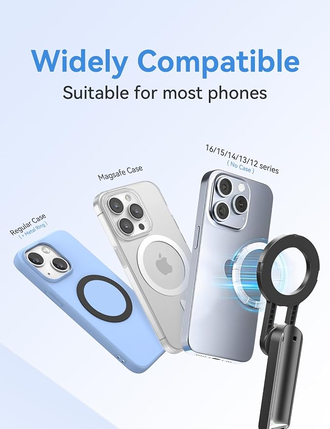 Takerers for Magsafe Tripod for iPhone【Pocket Size】 4-in-1 Portable Magnetic Selfie Stick for iPhone Stand for Video Recording Travel Magnetic Phone Tripod with Remote 【Upgraded 4 Legs】