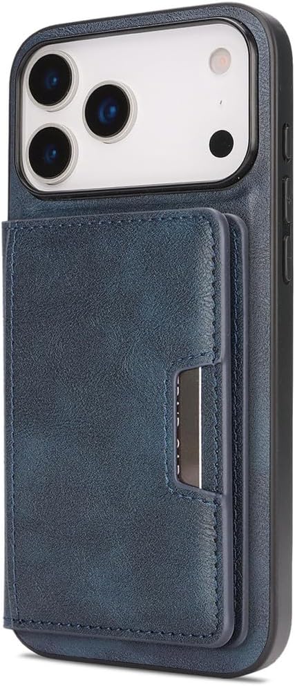 Flip Case for iPhone 17 Pro Max/17 Pro/17 Air/17,Heavy Duty Protection Magnetic Suction Detachable Card Holder Phone Case Folio Stand Wireless Charging Cover (17 Pro Max,Blue)