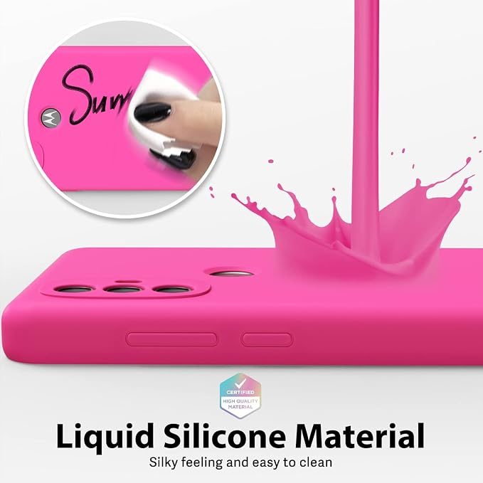 oakxco for Motorola Moto G Power 2022 Phone Case/Moto G Play 2023 Phone Case Liquid Silicone, Neon Bright Solid Color, Thin Slim Soft Rubber Gel Matte TPU Plain Simple Cover, Hot Pink Fuchsia