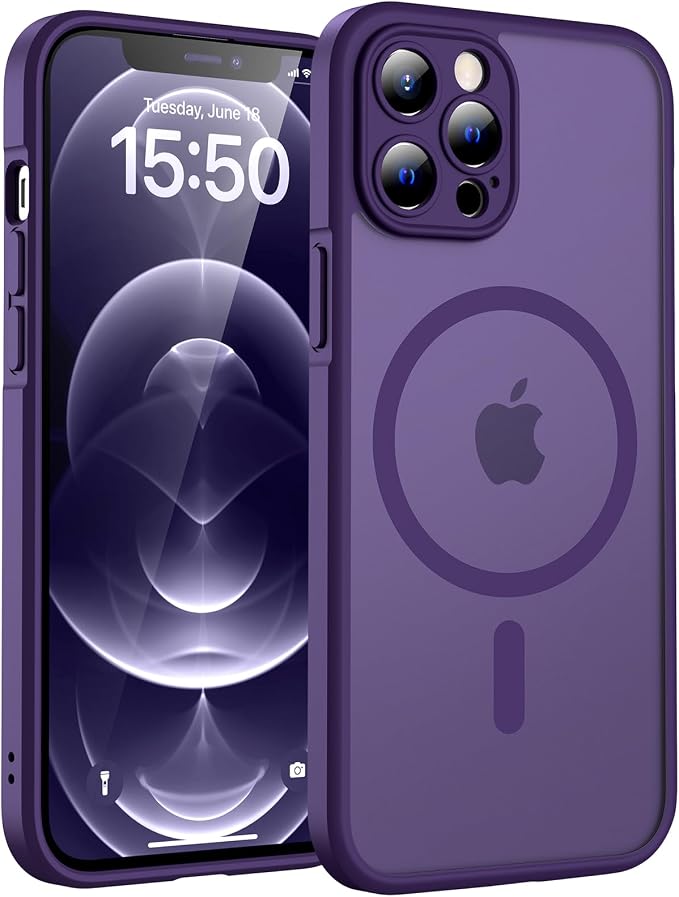 TOCOL for iPhone 12 Pro Max Case, Compatible with Magsafe Charger, Full Camera Protection, Translucent Matte for iPhone 12 Pro Max iPhone Case 6.7 inch (Midnight Purple)