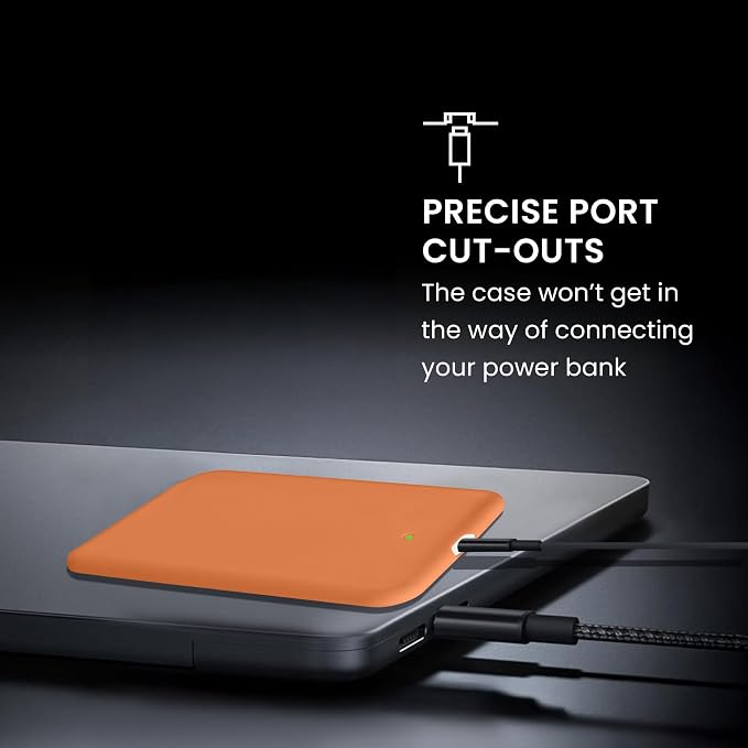 kwmobile Case Compatible with Apple Air MagSafe - Portable Powerbank Cover - External Battery Charger Bag, Shockproof - Orange