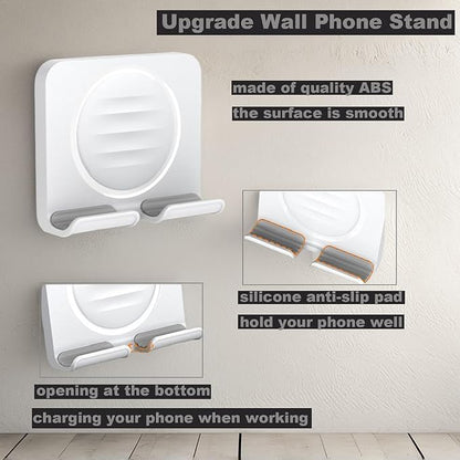 Shower Phone Holder, Wall Mount Cellphone Stand with 3pcs Adhesive Pads, Adjustable & Portable Mirror Smartphone Wall Holder, Desktop Phone Mount Stand for Bathroom Bedroom Kitchen or Dorm