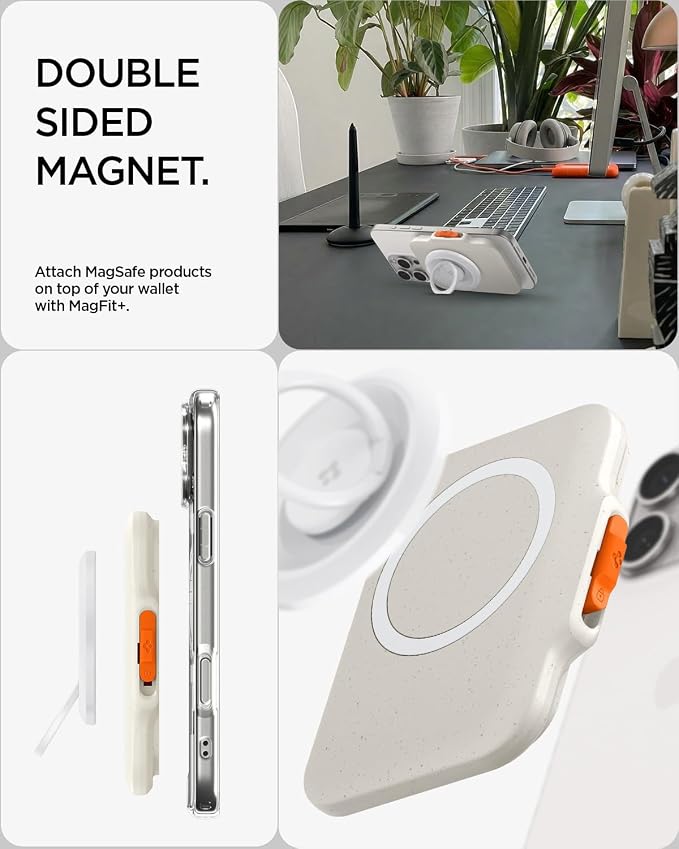 Spigen for MagSafe Wallet, Heavy Duty Hardshell Magnetic Card Holder Compatible with iPhone 17/16/15/14/13/12 Pixel 10 Series MagSafe-Cases Pixelsnap Holds 5-6/7-8 Cards
