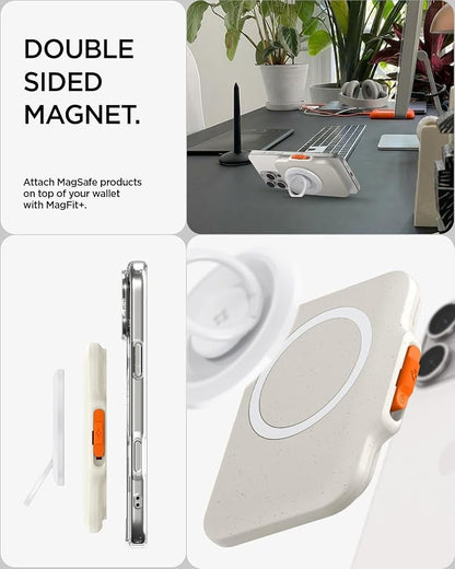 Spigen for MagSafe Wallet, Heavy Duty Hardshell Magnetic Card Holder Compatible with iPhone 17/16/15/14/13/12 Pixel 10 Series MagSafe-Cases Pixelsnap Holds 5-6/7-8 Cards