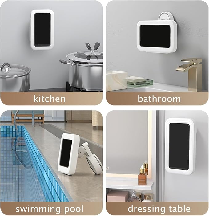 Waterproof Shower Phone Holder with Suction Cup & Enhanced Sound Quality, 360° Rotating Anti-Fog Case, High Sensitivity Touch Screen for Bathroom Bathtub, Fits 4-7" Smartphones2 Packs