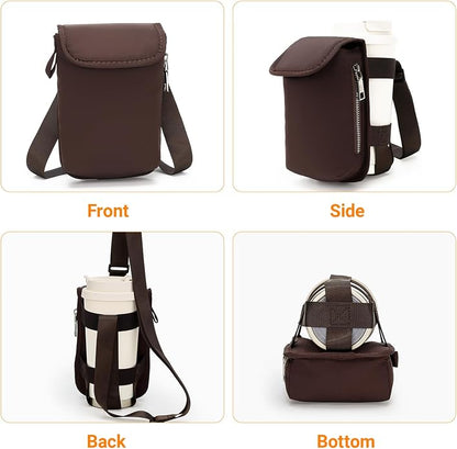 Herald Mini Phone Crossbody Bag with Water Bottle Holder, Water Bottle Carrier Bag with Strap for GYM, Hiking, Cycling