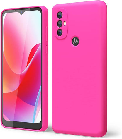 oakxco for Motorola Moto G Power 2022 Phone Case/Moto G Play 2023 Phone Case Liquid Silicone, Neon Bright Solid Color, Thin Slim Soft Rubber Gel Matte TPU Plain Simple Cover, Hot Pink Fuchsia