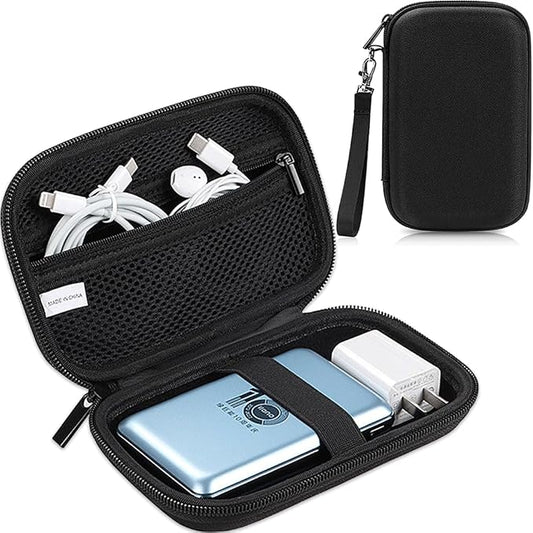 CAAORDKSO Hard Travel Electronic Organizer Case, Electronics Accessories Organizer Pouch Bag for External Hard Drive, Power Bank, Chargers, Cable, Cord, Mouse, Earphones Small Portable Accessories Bag