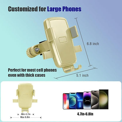 Motorcycle Bike Phone Mount, Bike Cell Phone Holder Clip, Bicycle Scooter Handlebar Clamp, for iPhone 17 16 15 14 Pro Max, Galaxy S25 S24 Ultra, 4.7-7" Phones, White