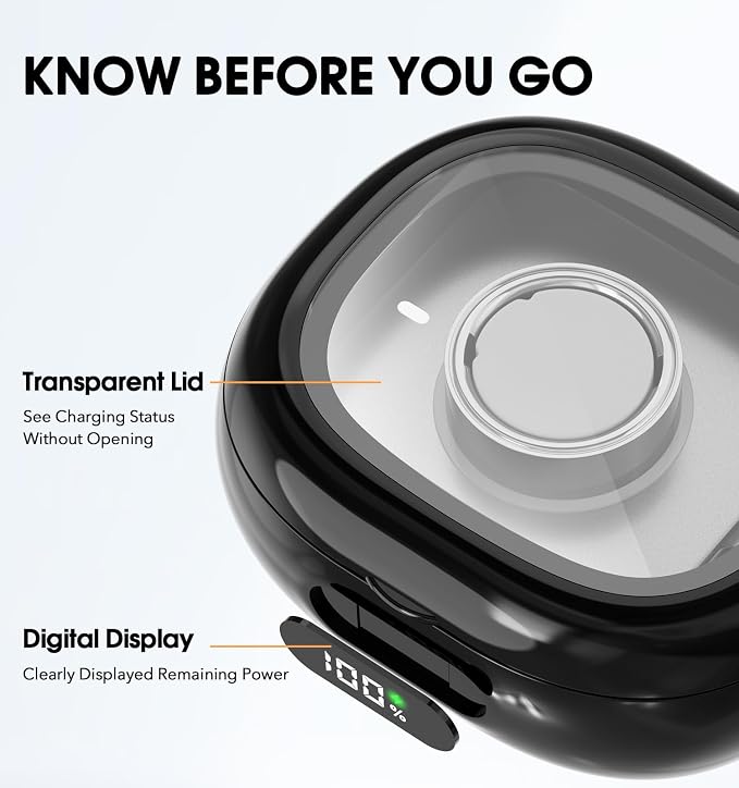Charging Case for Oura Ring Gen 4 & 3 Charger, 2000mAh Portable Travel Power Station Fits All-Sized Oura Ring 4 & 3, 45-Day Runtime (Official Charger NOT Included)(Black)