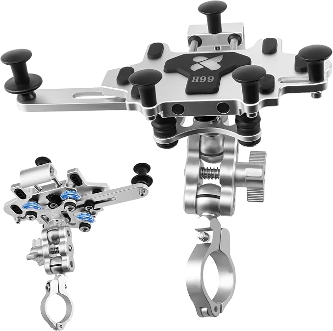 Aluminum Alloy Motorcycle Phone Mount Holder [Dual Vibration Dampener] [Metal Adjustment Arm] Motorcycle Handlebar Accessories,for 4.7-7.2 inch Samsung Apple Phone