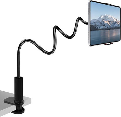 Gooseneck Phone Holder-Cell Phone iPad Stand with 39inch Flexible Long Lazy Arm, 360° Adjustable, Clamp Mount Stand for Desk, Bed, Office, Kitchen-for iPhone, All 4‘’-11" Smartphone and Tablets