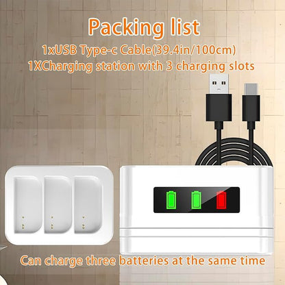 2 Pack 3-Slot Ring Battery Charging Station/Battery Charger,with LED Display,Type-C Input,Compatible with Ring Doorbell 2/3/4/3 Plus/Spotlight Cam/Peephole Cam and Cameras Battery