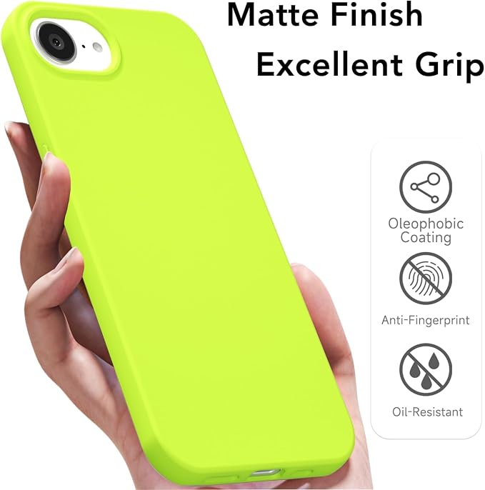 for iPhone 17e 16e Case Silicone Compatible with Magsafe Case, Ultra Slim Thin Magnetic Phone Cases Mag Safe, Cute Soft Rubber Gel TPU Matte Plain Wireless Charging Cover for Women, Neon Green