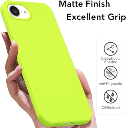 for iPhone 17e 16e Case Silicone Compatible with Magsafe Case, Ultra Slim Thin Magnetic Phone Cases Mag Safe, Cute Soft Rubber Gel TPU Matte Plain Wireless Charging Cover for Women, Neon Green