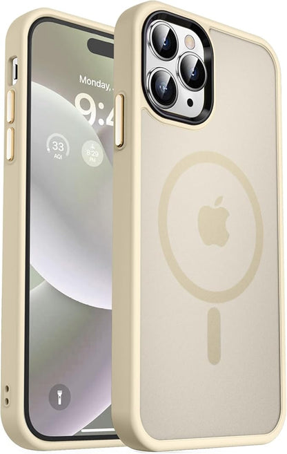 MOCCA Strong Magnetic for iPhone 14 Pro Max Case [Compatible with Magsafe] [10FT Military Grade Protective] Translucent Matte Slim Shockproof Case for iPhone 14 Pro Max 6.7"- Light Gold