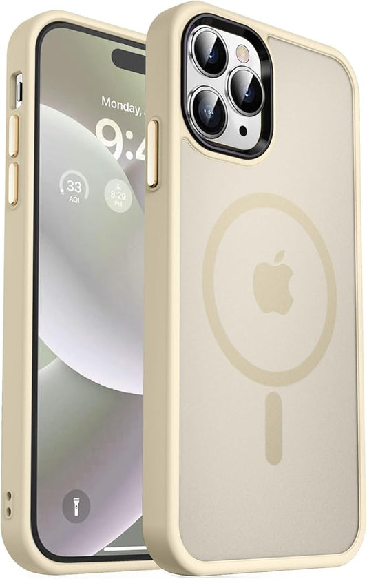 MOCCA Strong Magnetic for iPhone 14 Pro Max Case [Compatible with Magsafe] [10FT Military Grade Protective] Translucent Matte Slim Shockproof Case for iPhone 14 Pro Max 6.7"- Light Gold