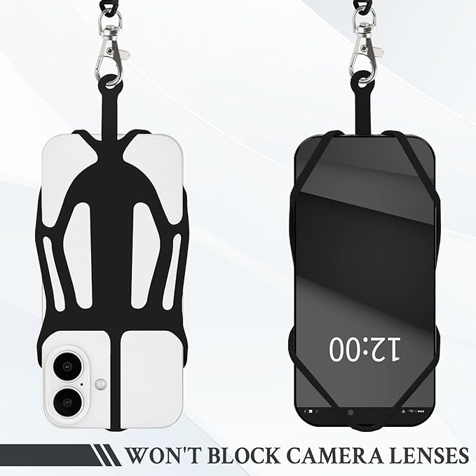 HOTEMIA Silicone Phone Lanyard Holder with Carabiner, Universal Phone Strap,Anti-Theft Phone Case with retractable tether