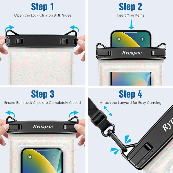 Rynapac [Floatable] Waterproof Phone Pouch 2 Pack - [Up to 8.5"] IPX8 Floating Waterproof Phone Case Dry Bags with Adjustable Lanyard for Beach Vacation Travel Cruise Ship Pool Kayak Essentials
