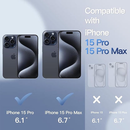 for iPhone 15 Pro/iPhone 15 Pro Max Camera Lens Protector Anti-Scratch Lens Cover, 9H+ Tempered Glass Camera Screen Cover Protector, HD View w/Night Shoot, Shatterproof, Blue Titanium