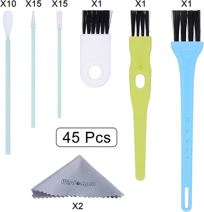Wisdompro 45 Pcs Cell Phone Cleaning Kit, USB Charging Port Cleaner and Headphone Jack Brush Tool Set for Phones, Tablets, Earbuds, Laptops and Other Electronics