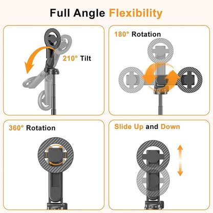 Upgrated 5-in-1 Magnetic Selfie Stick with Remote for Cell Phone 360° Rotation.Can Transforms into Mini Tripod/Camera Grip/Handheld Stabilizer/Phone Stand.Extend to 25 inches