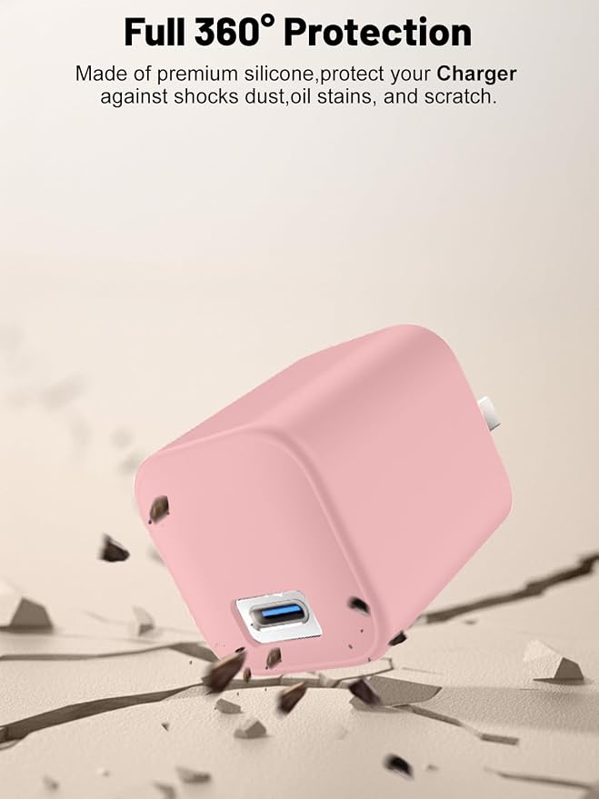 Silicone Protective Case for Anker Nano 45W USB-C Charger, Full-Body Protective Cover with Precise Cutouts, Shockproof Dustproof Charging Block Protector Sleeve & Scratch-Resistant Sleeve (Pink)