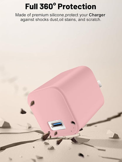 Silicone Protective Case for Anker Nano 45W USB-C Charger, Full-Body Protective Cover with Precise Cutouts, Shockproof Dustproof Charging Block Protector Sleeve & Scratch-Resistant Sleeve (Pink)