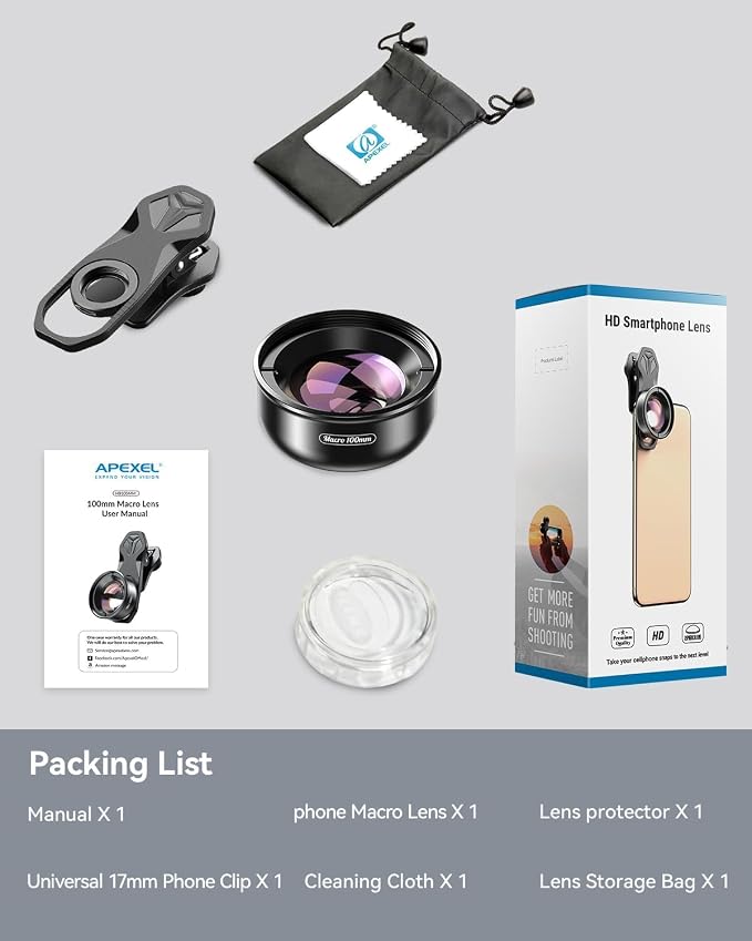 Evil eye 10X Macro Phone Lens Kit for Smartphone with Universal Clip, Professional Macro Photography Lens for iPhone, Samsung and Most of Android Smartphone