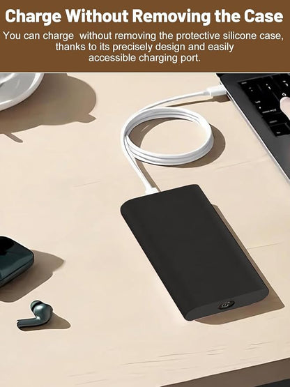 Silicone Protective Case Compatible with OnePlus SuperVooc Power Bank 12,000mAh 100W, Shockproof Cover with LCD Display Visible, Anti-Lost Strap, Precision Cutouts for All-Port Charger (Black)