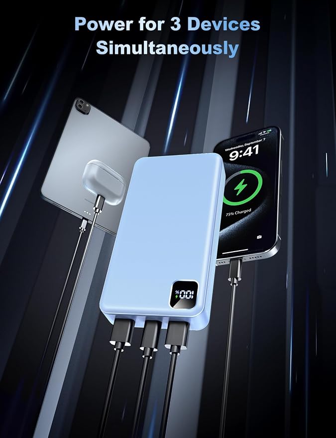 Portable Charger Power Bank, 56800mAh Battery Pack, 22.5W Fast Charging Portable Phone Charger for Camping Travel Essential Compatible with iPhone 17/16/15/14/13 Series, Samsung, Google,iPad-SkyBlue