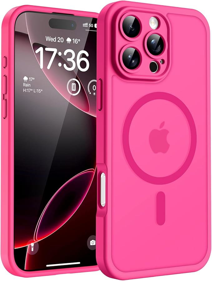 TOCOL for iPhone 16 Pro Max Phone Case Compatible with Magsafe Full Camera Protection Drop Protection Magnetic Translucent Matte Back Bumper Phone Case for 16 Pro Max 6.9-Inch (Hot Pink)